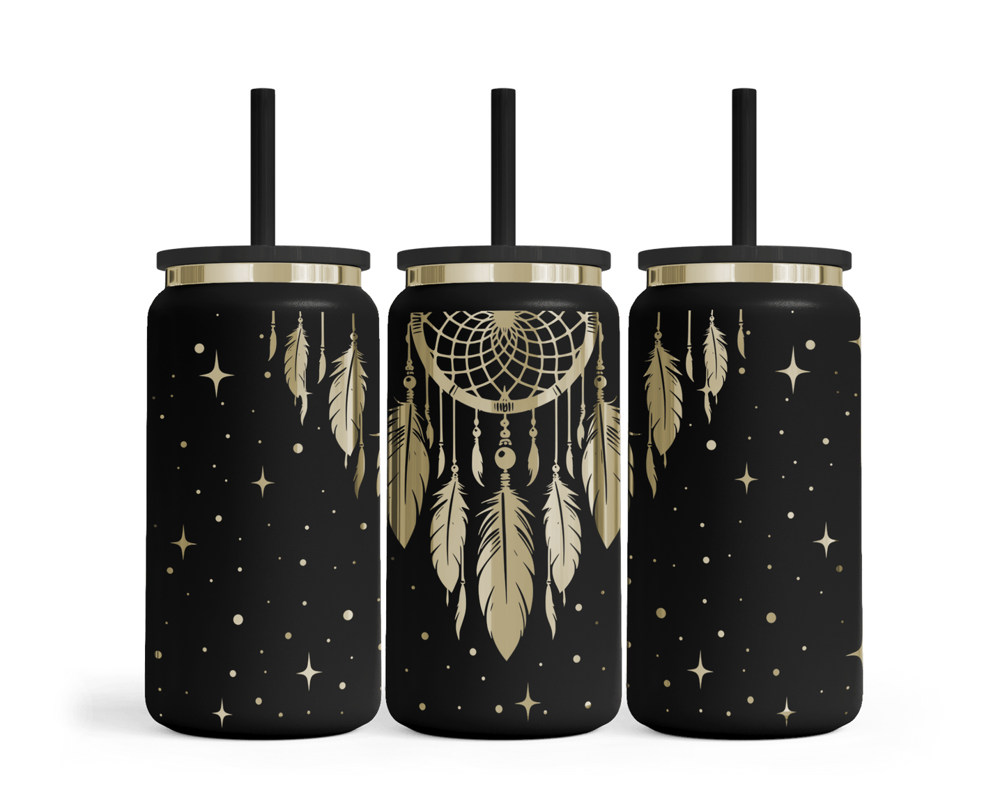 Trinkbecher mit Gravur - verträumtes Motiv - Schwarz