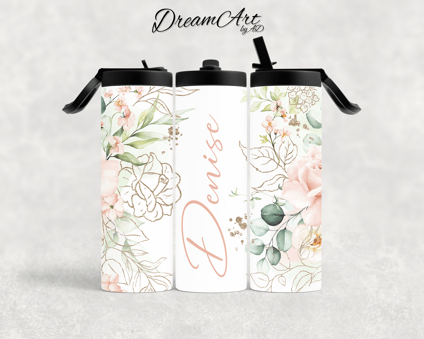 Thermobecher mit Blumen-Motiv – Personalisiert