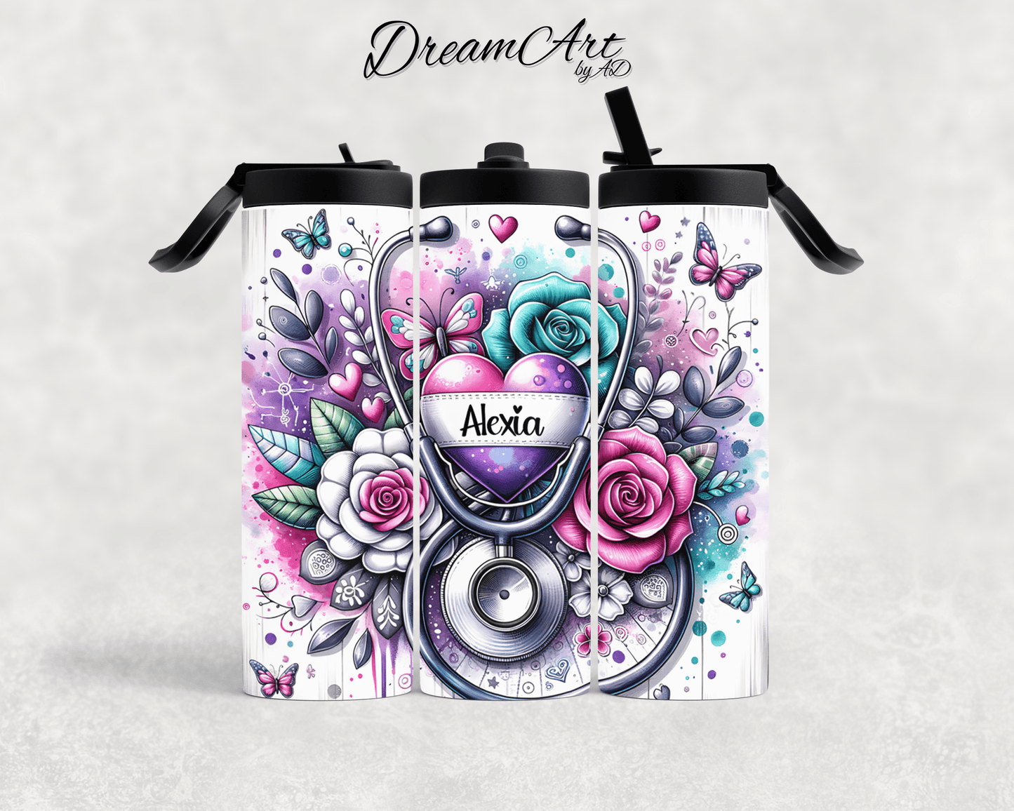 Thermobecher Pflegekraft mit Herz