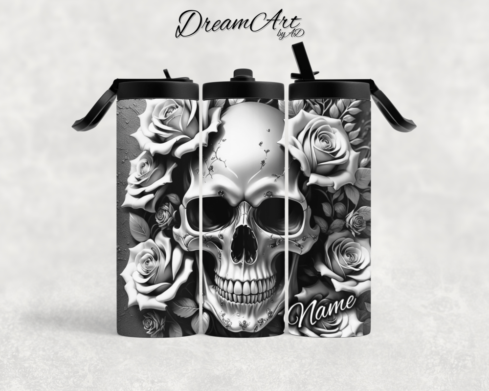 Thermobecher Totenkopf grau/schwarz