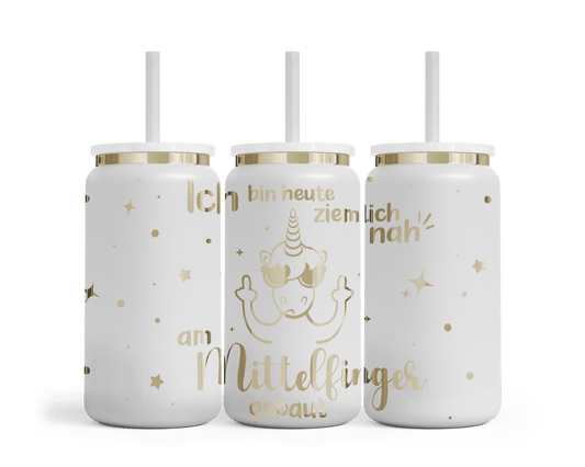 Trinkbecher mit Gravur - Einhorn - Weiß