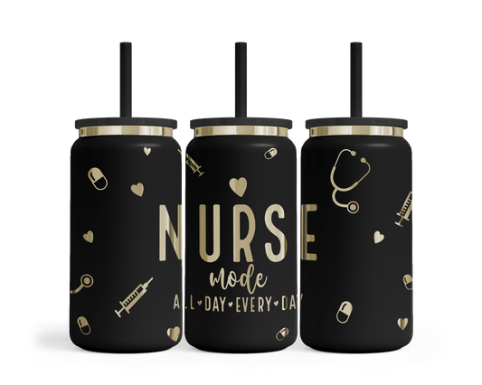 Trinkbecher mit Gravur - Krankenschwester - Schwarz