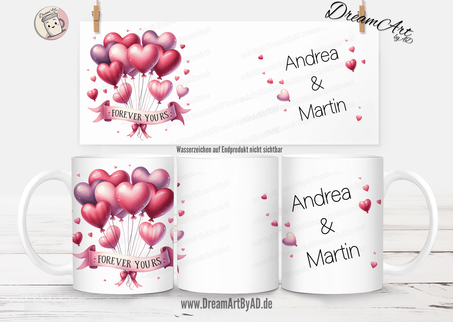 Tasse Herzballons