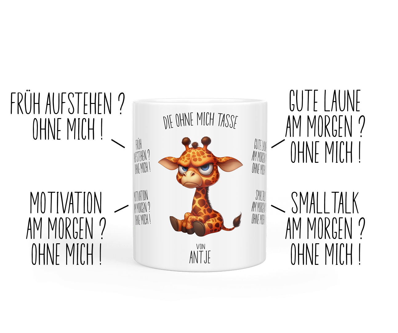 Tasse „ohne mich“