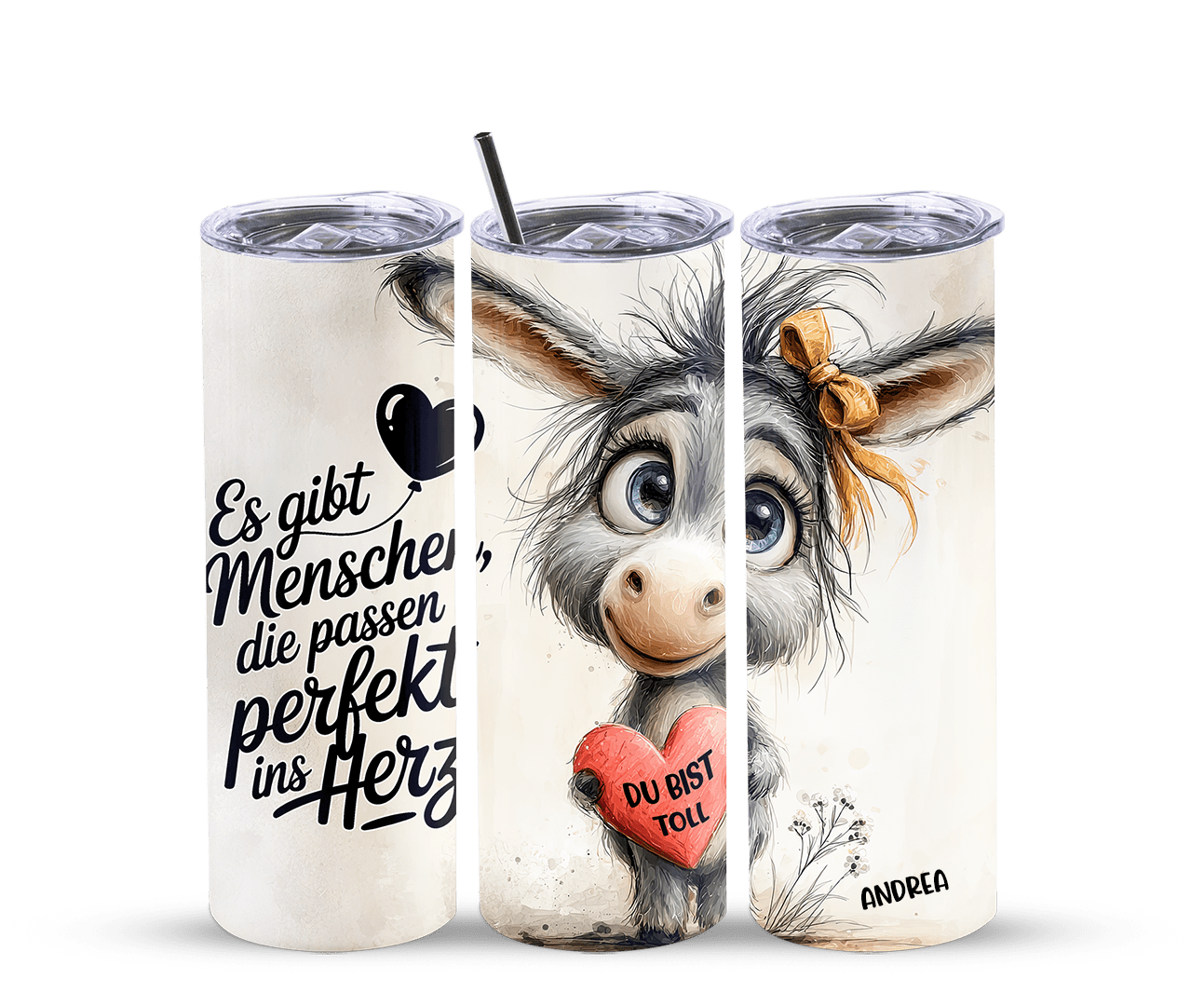 Thermobecher - Motiv: süßer Esel mit Spruch