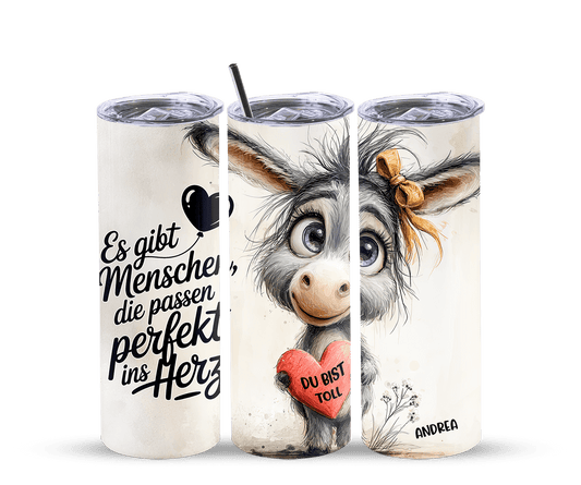 Thermobecher - Motiv: süßer Esel mit Spruch