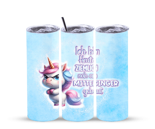 Thermobecher grumpy Einhorn blau - aus der Sparkiste