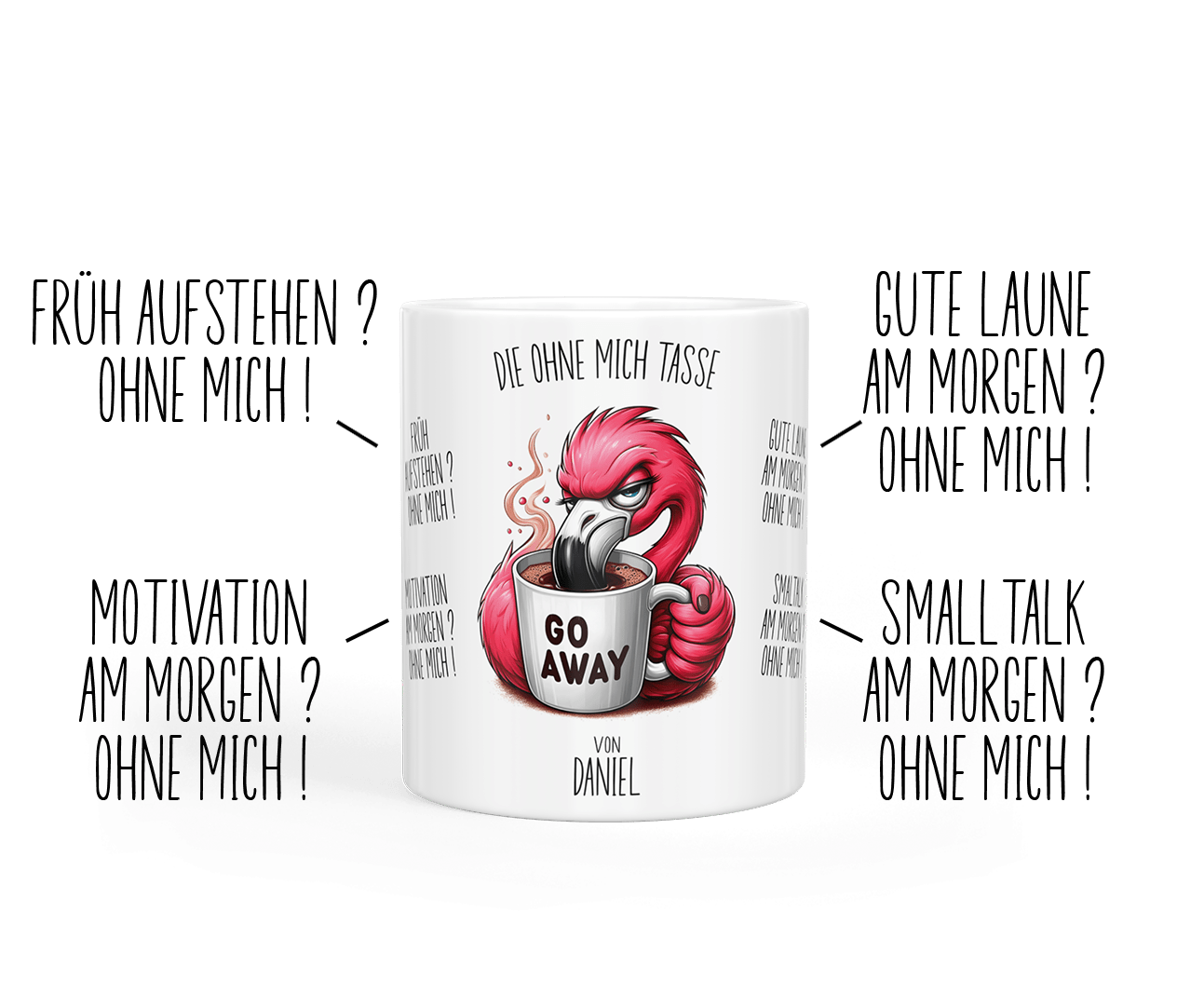 Tasse „ohne mich“