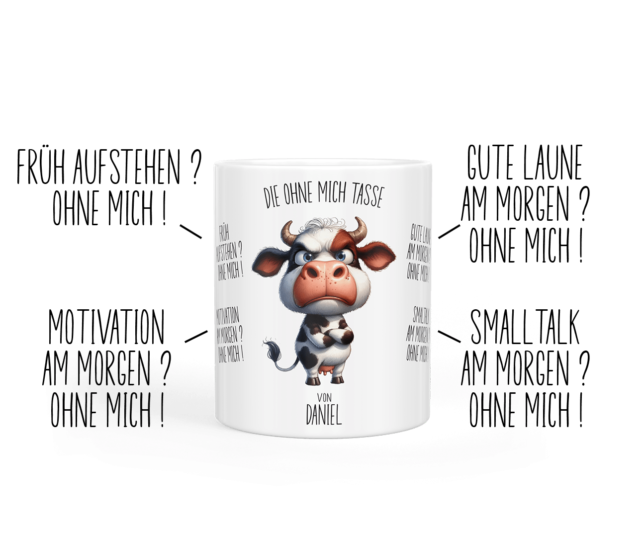 Tasse „ohne mich“