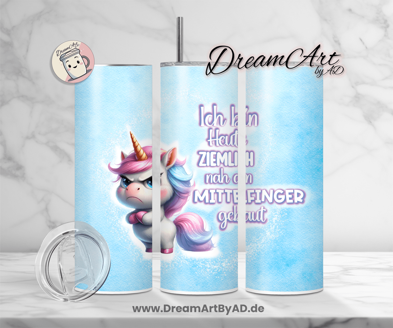 Thermobecher grumpy Einhorn (Blau)