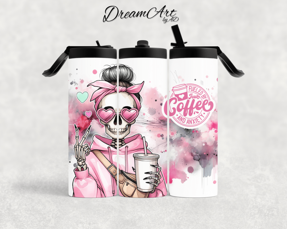 Thermobecher Totenkopf rosa