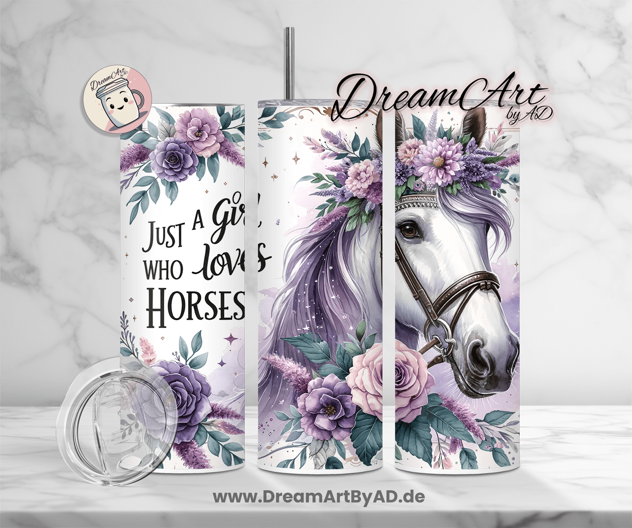 Thermobecher Pferd/Blumen/Girl
